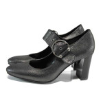 Сиви дамски обувки с висок ток, естествена кожа - всекидневни обувки за есента и зимата N 100011569