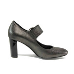 Сиви дамски обувки с висок ток, естествена кожа - всекидневни обувки за есента и зимата N 100011569