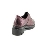 Винени анатомични дамски обувки със среден ток, естествена кожа - всекидневни обувки за есента и зимата N 100011566