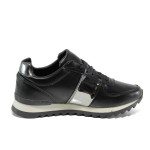 Черни спортни дамски обувки, здрава еко-кожа - всекидневни обувки за пролетта и есента N 100011602