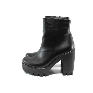 Черни дамски боти, естествена кожа - всекидневни обувки за есента и зимата N 100011608