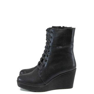 Черни дамски боти, естествена кожа - всекидневни обувки за есента и зимата N 100011607