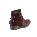 Винени дамски боти, естествен набук - всекидневни обувки за есента и зимата N 100011631
