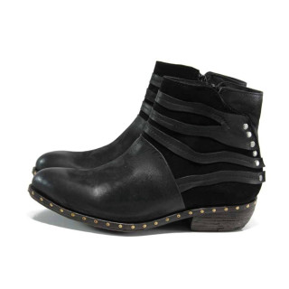 Черни дамски боти, естествен набук - всекидневни обувки за есента и зимата N 100011632
