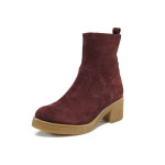 Винени дамски боти, естествен набук - всекидневни обувки за есента и зимата N 100011627