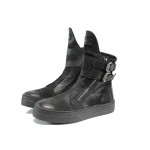 Черни дамски боти, естествен набук - всекидневни обувки за есента и зимата N 100011629