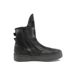 Черни дамски боти, естествен набук - всекидневни обувки за есента и зимата N 100011629