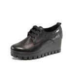 Черни анатомични дамски обувки с платформа, естествена кожа - всекидневни обувки за есента и зимата N 100011638