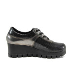 Черни анатомични дамски обувки с платформа, естествена кожа - всекидневни обувки за есента и зимата N 100011637