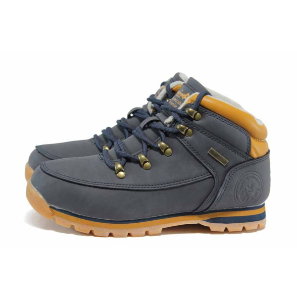 Сини юношески боти, здрава еко-кожа - всекидневни обувки за есента и зимата N 100011651