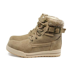 Бежови юношески боти, здрава еко-кожа - всекидневни обувки за есента и зимата N 100011653