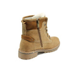 Кафяви юношески боти, здрава еко-кожа - ежедневни обувки за есента и зимата N 100011674