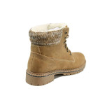 Кафяви юношески боти, здрава еко-кожа - ежедневни обувки за есента и зимата N 100011675