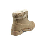 Бежови юношески боти, здрава еко-кожа - ежедневни обувки за есента и зимата N 100011676