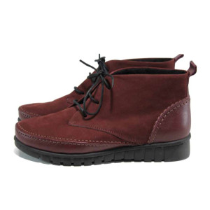 Винени дамски боти, естествен набук - ежедневни обувки за есента и зимата N 100011682