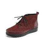 Винени дамски боти, естествен набук - ежедневни обувки за есента и зимата N 100011682
