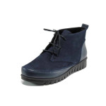 Сини дамски боти, естествен набук - ежедневни обувки за есента и зимата N 100011684
