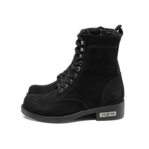 Черни анатомични дамски боти, естествена кожа - ежедневни обувки за есента и зимата N 100011681