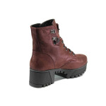 Винени дамски боти, естествена кожа - ежедневни обувки за есента и зимата N 100011679