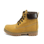 Жълти юношески боти, естествен набук - ежедневни обувки за есента и зимата N 100011685
