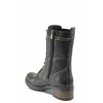 Черни дамски боти, естествена кожа - ежедневни обувки за есента и зимата N 100013373