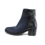 Сини дамски боти, естествена кожа - всекидневни обувки за есента и зимата N 100011727