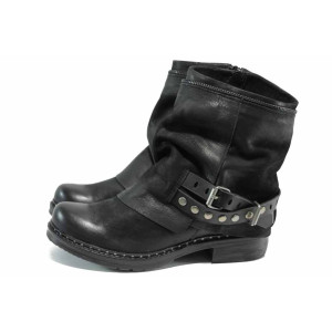 Черни дамски боти, естествена кожа - всекидневни обувки за есента и зимата N 100011790