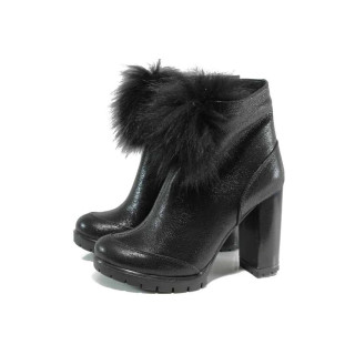 Черни дамски боти, естествена кожа - всекидневни обувки за есента и зимата N 100011732