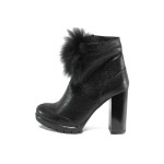 Черни дамски боти, естествена кожа - всекидневни обувки за есента и зимата N 100011732