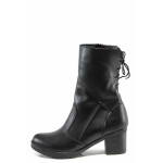 Черни дамски боти, естествена кожа - всекидневни обувки за есента и зимата N 100011784