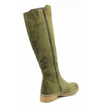 Зелени анатомични дамски ботуши, естествен набук - всекидневни обувки за есента и зимата N 100011794