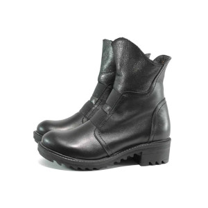 Черни дамски боти, естествена кожа - всекидневни обувки за есента и зимата N 100011830