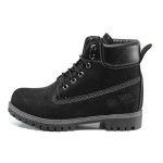 Черни юношески боти, естествен набук - всекидневни обувки за есента и зимата N 100011835