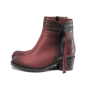 Винени анатомични дамски боти, естествен набук - всекидневни обувки за есента и зимата N 100011834