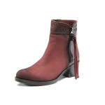 Винени анатомични дамски боти, естествен набук - всекидневни обувки за есента и зимата N 100011834