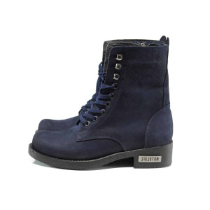 Сини анатомични дамски боти, естествен набук - всекидневни обувки за есента и зимата N 100011832