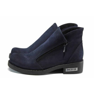 Сини ортопедични дамски боти, естествен набук - всекидневни обувки за есента и зимата N 100011854