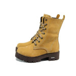 Бежови дамски боти, естествен набук - всекидневни обувки за есента и зимата N 100011884