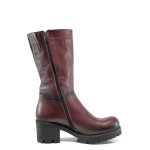 Винени дамски боти, естествена кожа - всекидневни обувки за есента и зимата N 100011885