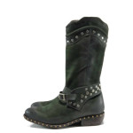 Зелени дамски боти, естествен набук - всекидневни обувки за есента и зимата N 100011889