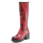 Червени дамски ботуши, естествена кожа - всекидневни обувки за есента и зимата N 100011879