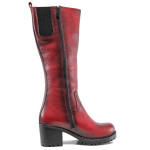 Червени дамски ботуши, естествена кожа - всекидневни обувки за есента и зимата N 100011879