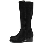 Черни дамски ботуши, естествен набук - всекидневни обувки за есента и зимата N 100011883