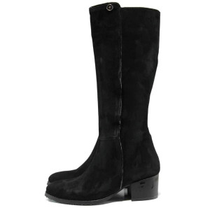 Черни дамски ботуши, естествен набук - всекидневни обувки за есента и зимата N 100011883