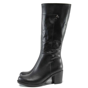 Черни дамски ботуши, естествена кожа - всекидневни обувки за есента и зимата N 100011881