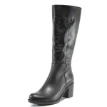 Черни дамски ботуши, естествена кожа - всекидневни обувки за есента и зимата N 100011881