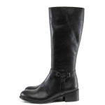 Черни дамски ботуши, естествена кожа - всекидневни обувки за есента и зимата N 100011876