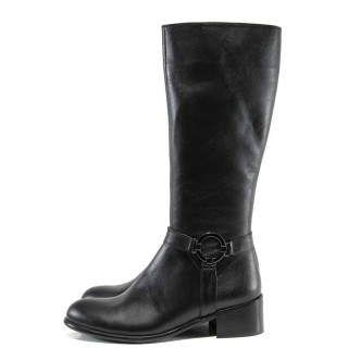 Черни дамски ботуши, естествена кожа - всекидневни обувки за есента и зимата N 100011876