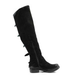 Черни дамски боти, естествен набук - всекидневни обувки за есента и зимата N 100011890