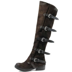 Кафяви дамски ботуши, естествен набук - всекидневни обувки за есента и зимата N 100011891